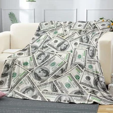 Money Throw Blanket 100 Dollar Bill Cozy Nap Cash Blanket for Sofa 4050 in