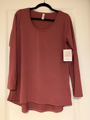 T-shirt LuLaRoe Lynnae Pour Femme – Mauve Chiné, Taille M, Manches Longues