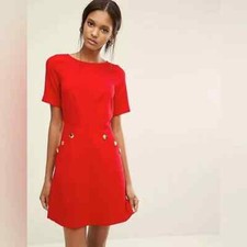 Dorothy Perkins Women's Red Crepe Button Front Mini Dress