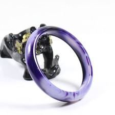 69mm Certified Grade Natural Agate Chalcedony Purple Jade Bracelet Bangle a7006