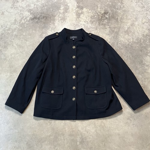 Talbots Jacket Womens 18WP Black Military Chic Gold Faux Shank Buttons