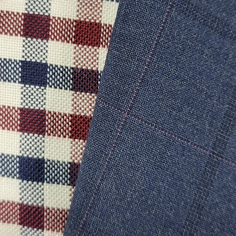 Ralph Lauren Men's Sport Coat Blazer Two Button Navy Blue Plaid Wool Stretch 56R - Image 4 of 4