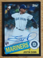 JUSTIN DUNN - 1985 TOPPS AUTO FROM 2020TOPPS BASEBALL 043/199 RC #85BA-JD