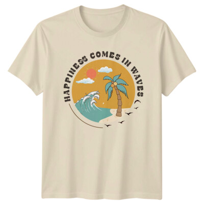 Happiness Comes In Waves Strand Sommer Grafik T-Shirt