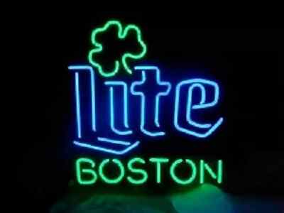 17'' Boston Beer Open Clover Flex LED Neon Sign Light Lamp Garage Bar  Room
