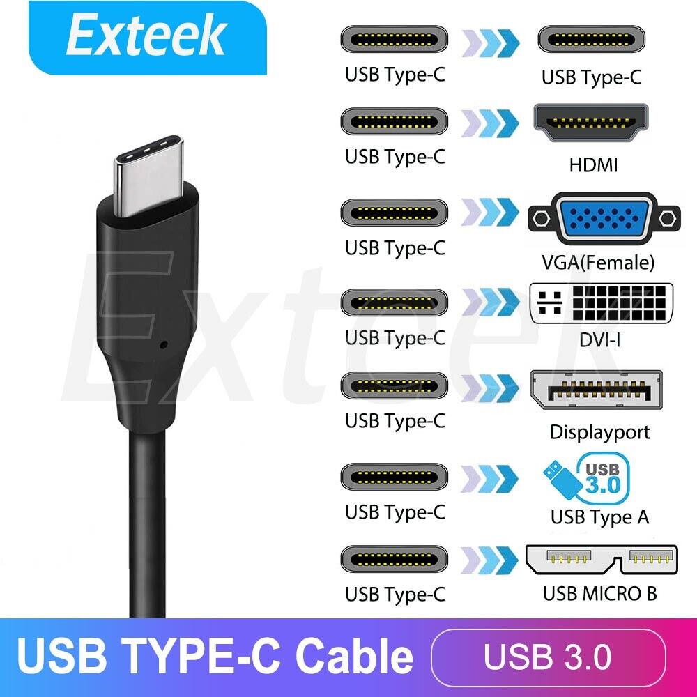 USB-C Type C to HDMI DVI VGA DP Displayport 4K USB C USB3.0 Cable lead  Convertor