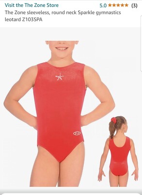 THE ZONE GIRLS GYMNASTICS SLEEVELESS LEOTARD RED CRUSHED VELOUR