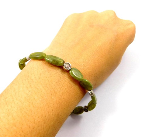 100% Natural Vesonite Gemstone Bracelet Oval Beads 925 Silver Plated Wholesale - Picture 4 of 27
