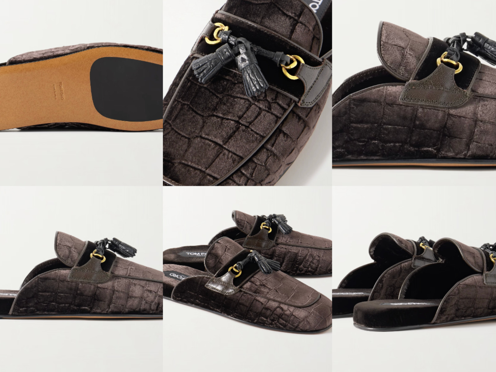 Tom Ford Stephen tasselled croc effect velvet slippers shoes sneakers 42 image 4