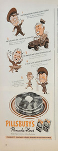 1944 Pillsbury pancake flour Vintage ad are coming hooray hooray