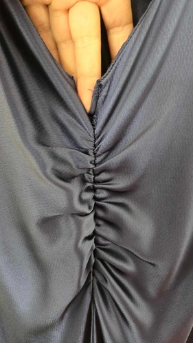 ABS Allen Schwartz Bias Cut Cowl Neck Satin Gown 6 Blue Open Back 90s 30s USA - Picture 20 of 20