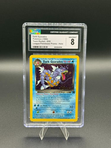 💥Team Rocket Dark Gyarados Prerelease Stamped Promo Holo #8/82 CGC 8 NM/MINT