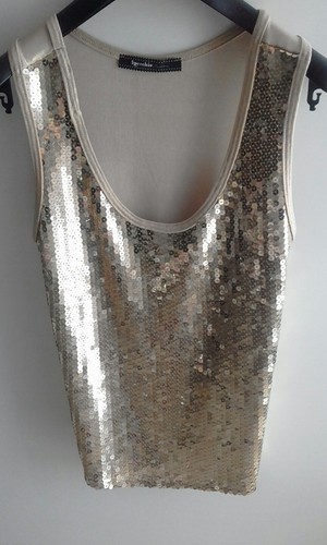 Maglia top paillettes oro/gold tg.M | eBay