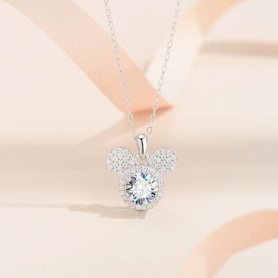 1ct D Color Moissanite Rat Pendant Necklace Women Silver 925 Jewelry Pass Tester
