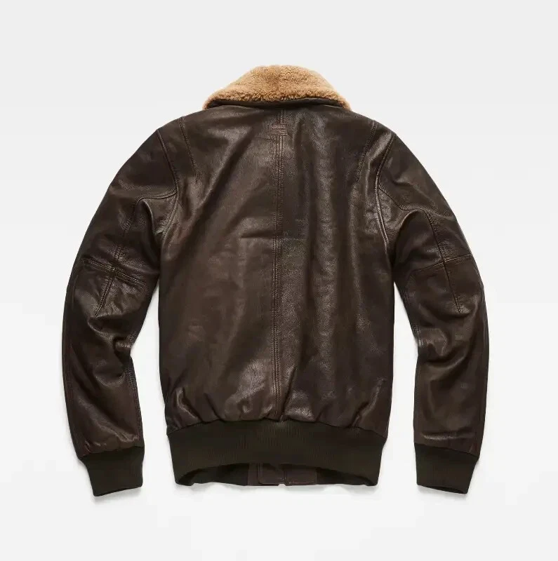 G-STAR BOLLARD LEATHER BOMBER Jacket (Brown, M-Size) - Image 2 of 4
