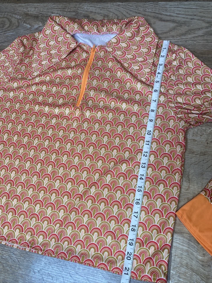 Polo Smiffys anos 70 grande fantasia discoteca laranja com zíper - Imagem 3 de 4