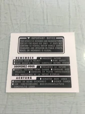 Honda 1985 250SX Tank Warning 85 ATC250SX  Reproduction Decal H125