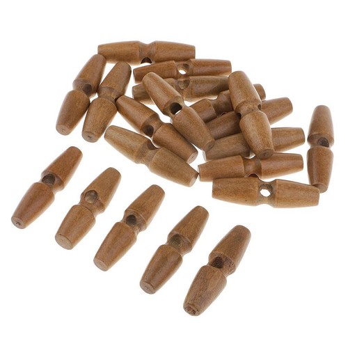 20Pcs Vintage Sewing Button Lot Brown Wooden Toggle Buttons for Crafts Brown2 - Picture 2 of 3