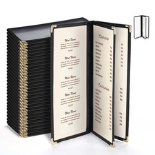 WeChef 30 Pcs Restaurant Menu Covers Holders for 4.25 x 11" Paper 3 Page 6 View