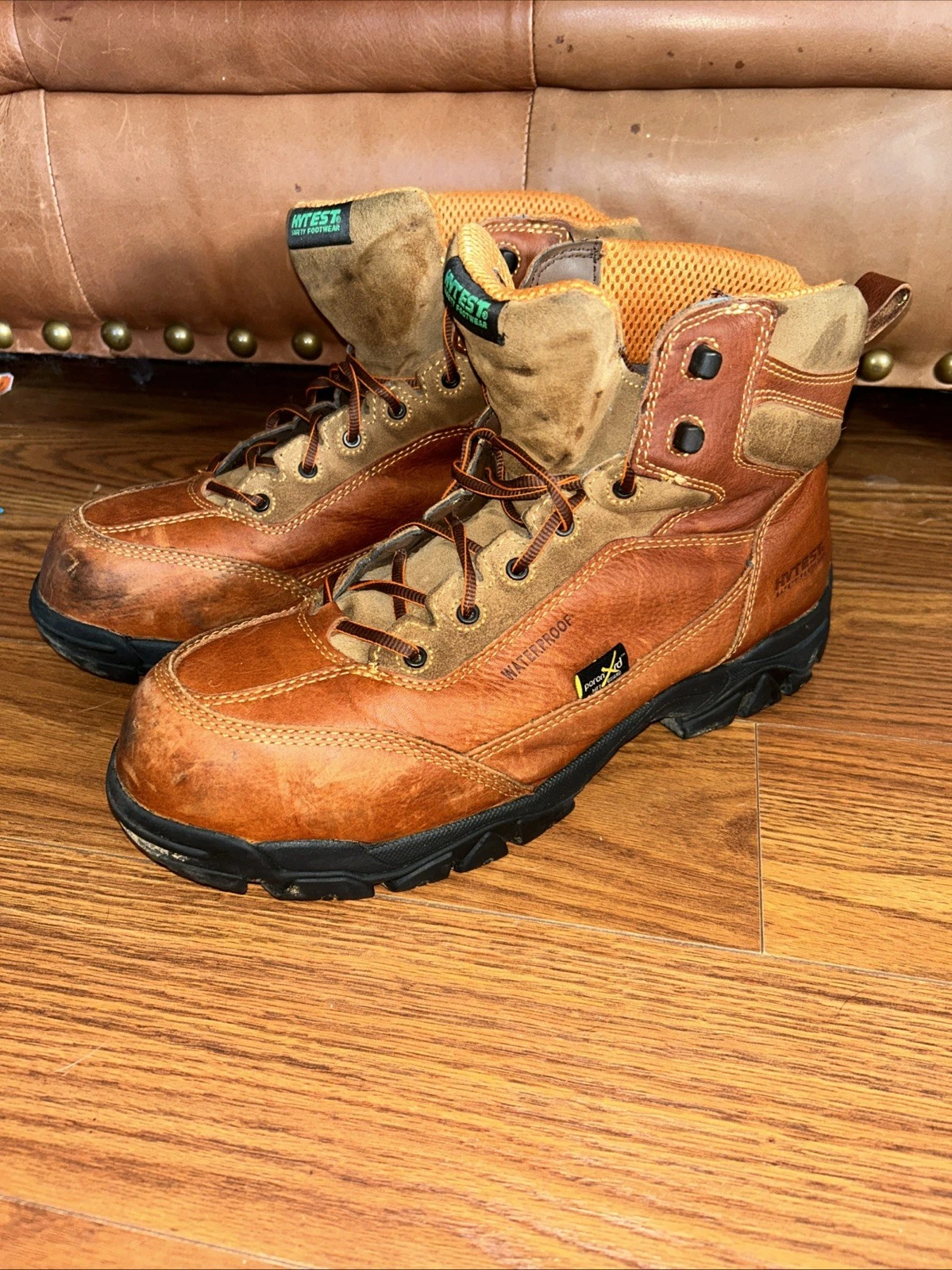 Hytest Boots Mens 14 M Brown 6" Apex Composite Toe Hiking Waterproof Leather