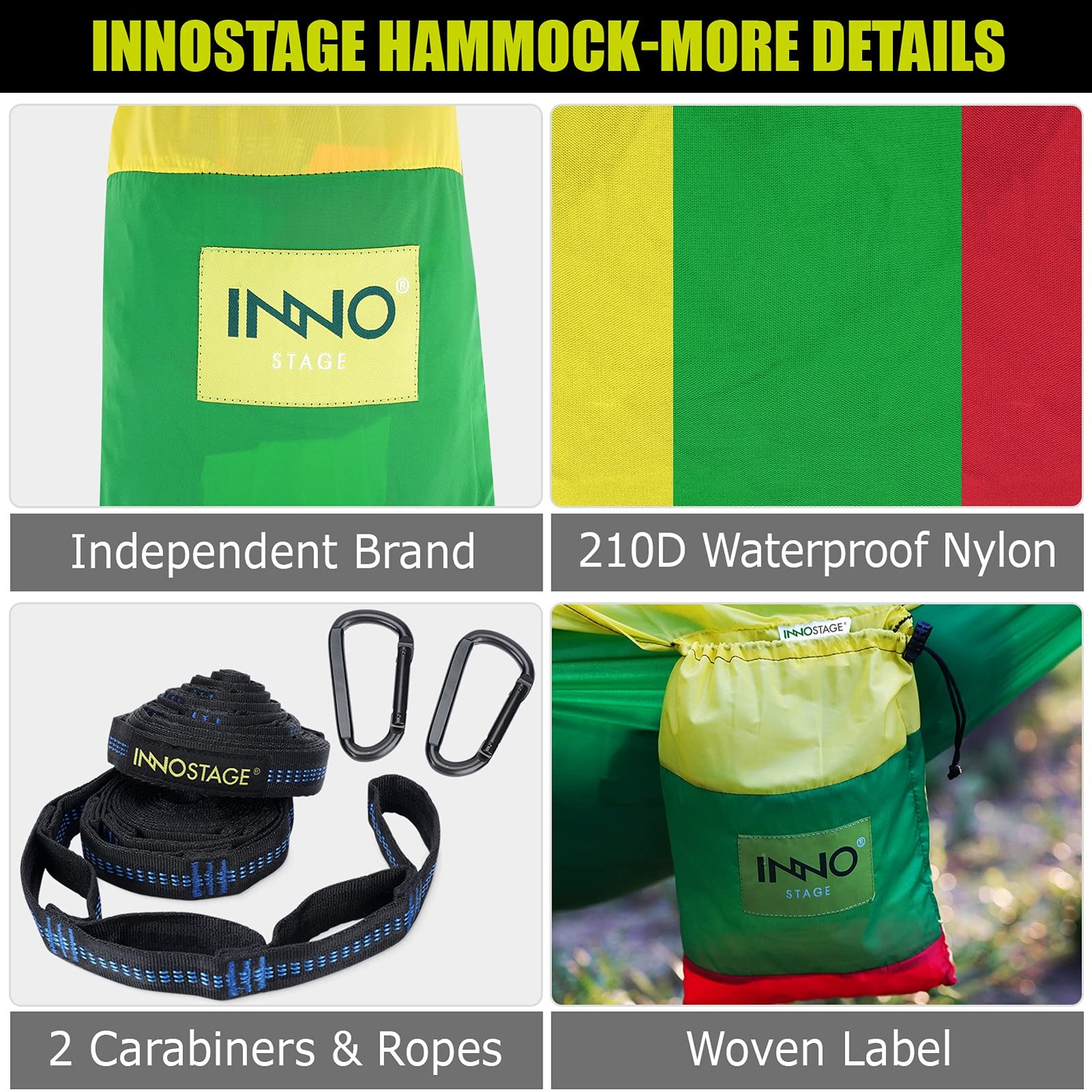 INNO Stage Camping Hammock - Portable Hammocks Double with 2 Tree Straps, Lig...