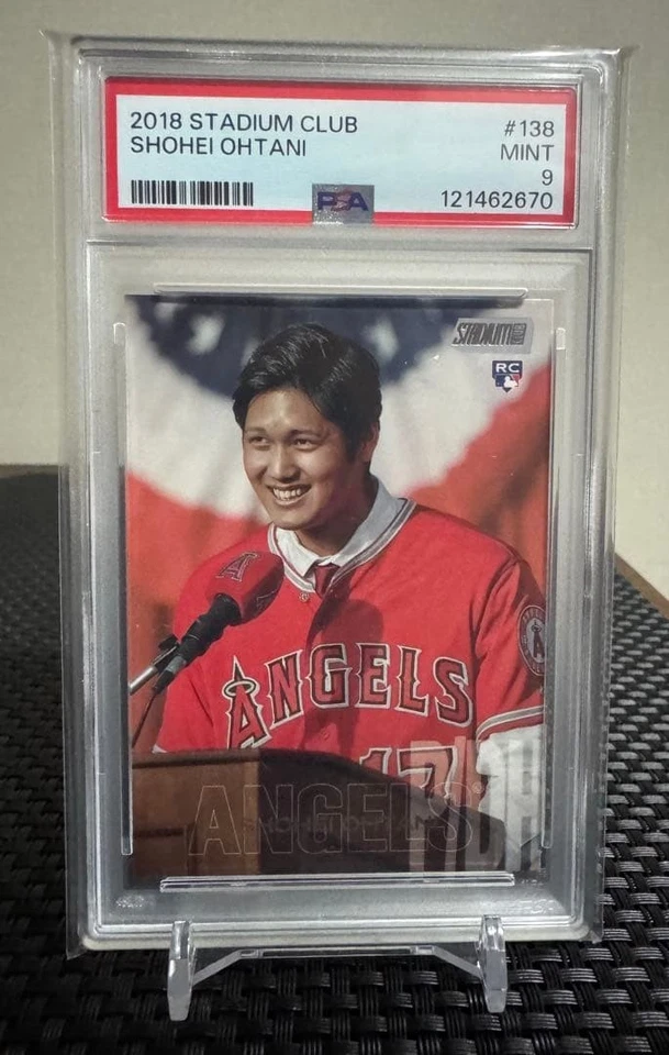Shohei Ohtani PSA9 2018 RC Stadium Club #138 with Stand & Bonus MLB/NPB Card - Image 2 of 4