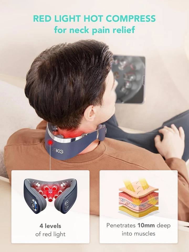 SKG Cordless Neck Massager Pain Relief Deep Tissue Vibration Foldable - Image 4 of 4