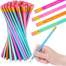 60 Pieces Inspirational Pencils Personalized Custom Wood Colorful Motivationa...
