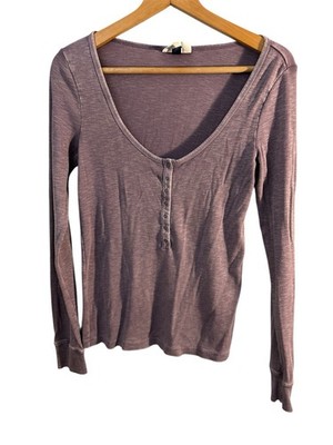Universal Thread Henley Waffle LS Button Front Top Medium Y2K Grunge Indie