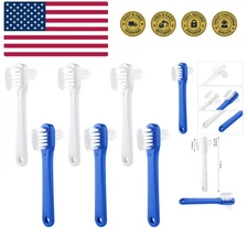 6 Pack Denture Cleaning Brush Dual Head Portable Denture Toothbrush Hard Doub...