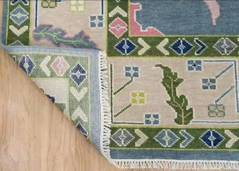 Tapete clássico Oushak para sala de estar 8x10 9x12 tapete de nós à mão para sala de estar - Imagem 3 de 4