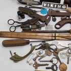 Vintage Industrial Junk Drawer Lot Punch Set Viking Sign Skeleton Keys Tools — photo 6