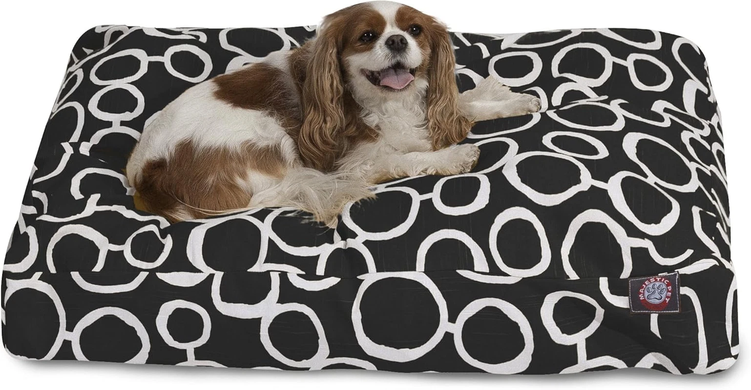 Chic Black Fusion Yellow Medium Rectangle Pet Bed for Stylish Comfort