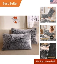 Elegant Ombre Pattern Faux Fur Pillow Covers - Soft, Washable & Hypoallergenic