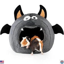 Cozy Bat-Shaped Guinea Pig Hideout - Dark Gray Halloween Bed for Small Pets