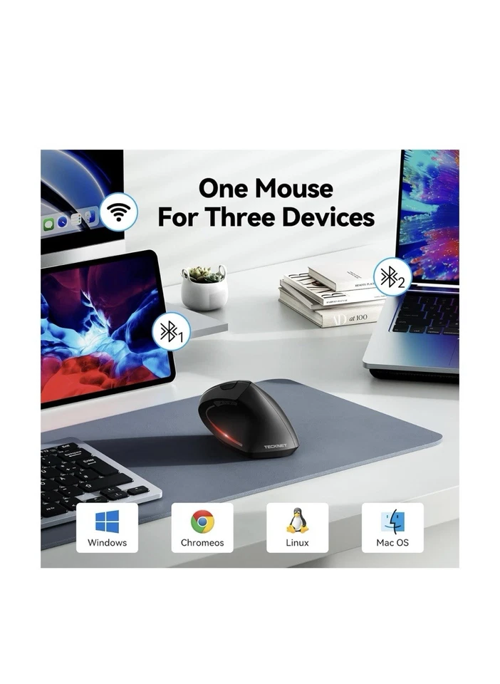 Ergonomic Mouse, Wireless Bluetooth Vertical Mouse, 4800 DPI Optical - Image 2 of 4