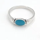 Vintage Sterling Silver Blue Enamel Ring - Size S 1/2 - 2.4g - 925 Hallmark