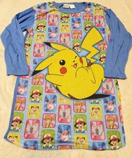 Pok mon Girls Night Gown Pajamas Size 12 Vintage 1990s Pikachu Graphic Soft