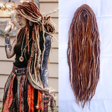 22 Inch Wool Double Ended Dreadlock Extensions,15 Strands DE Ends Mixed Brown Sy