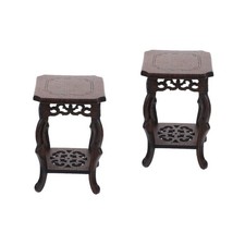 Image of 2 Pieces Pedestal Plant Stand Flower Pot Base Living Room Shelf Display