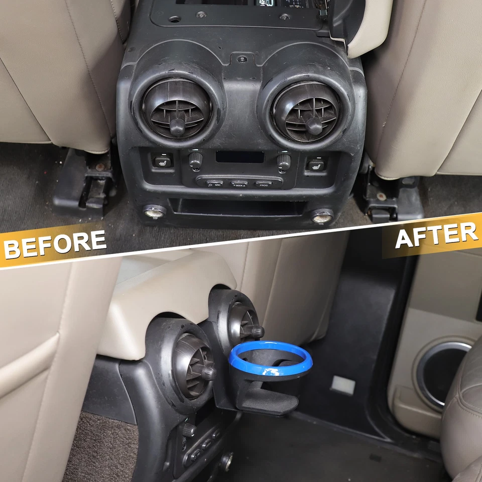 Portavasos central de ventilación de aire trasero acero al carbono anillo azul para Hummer H2 2003-2007 Foto 3 de 4