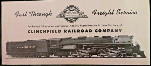 Railroad Blotter Clinchfield Route Steam #673
