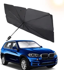 YAKEFLY Car Windshield Sun Shade Umbrella, Foldable Sunshade Front Black 