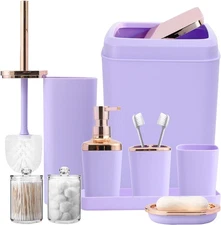9-Piece Bathroom Accessories Set, Purple Light 
