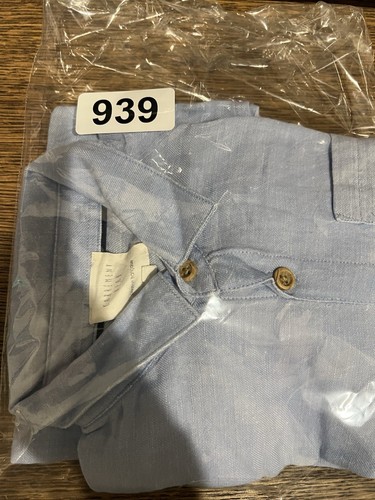 Carrement Beau Shirt Boy 10A Blue Linen Blend Long Sleeve Button Up Church Beach - Picture 14 of 14