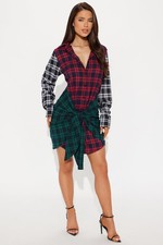 Fashion Nova NO NONSENSE Plaid Mini Wrap Dress SZ XL