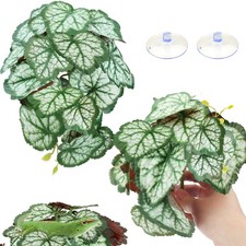 2 Pack Reptile Plants for Terrarium, Artificial Leaves Habitat Decorations wi...