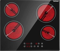 Karinear Ceramic Hob, Electric Hob 60Cm Built-In 4 Zones with Safe Lock, Timer,