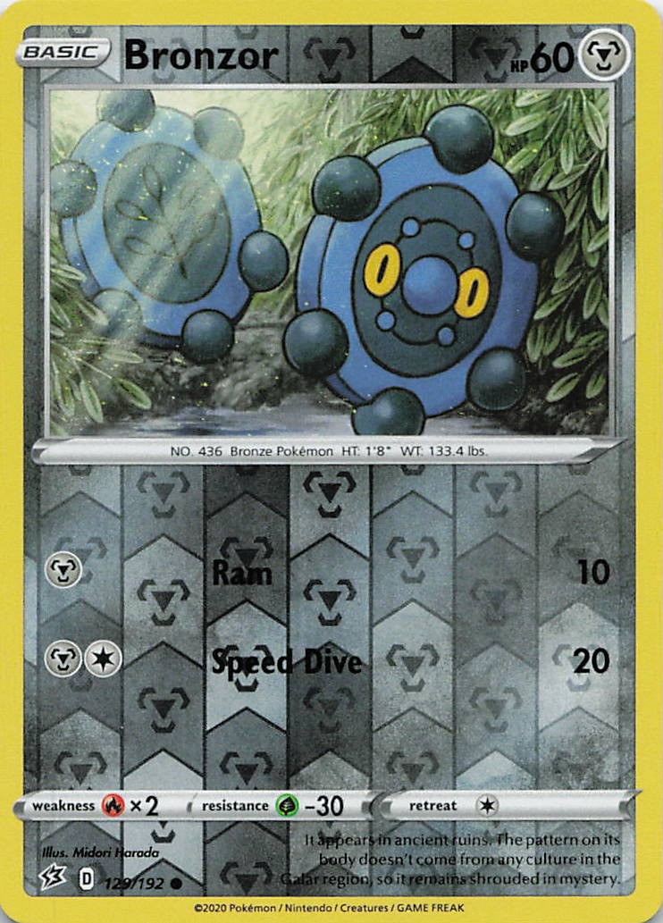 Bronzor 129/192 Common Rebel Clash Pokemon Reverse Holo Near Mint