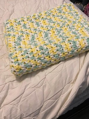 Multicolor Granny Square Crochet Bed Throw Blanket, Vintage Textured Rectangle